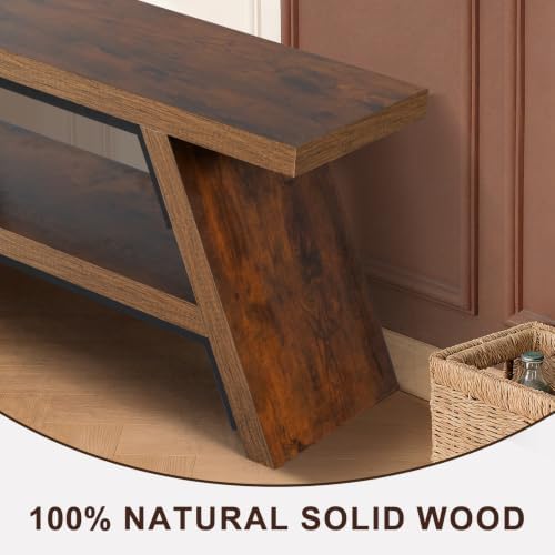 2-Tier Shoe Storage Bench, 55" Large Solid Wood Entryway Stool Storage | Shoes Racks for Entryway, Spacious Multi-Purpose Bench for Families, Guest Entryways, and High-Traffic Areas