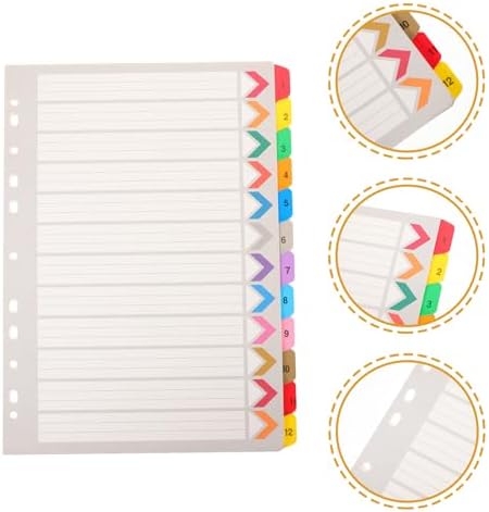 Uonlytech 12 Sheets Binder Dividers Tabs with Pet Paper Notebook Separators for Loose-Leaf Notebooks Household and Office Organizers Quick Reference Index Labels