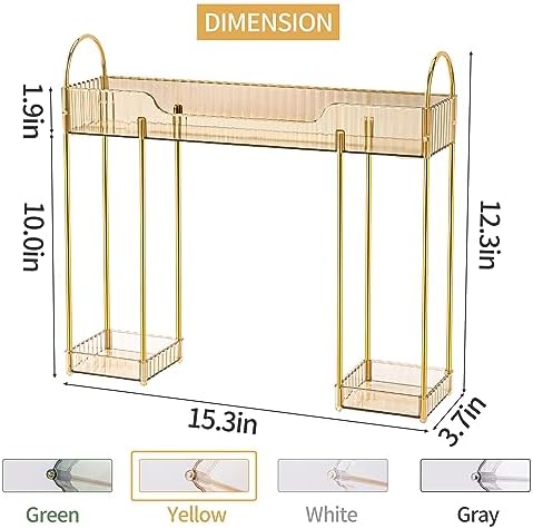 YCIA&DONE Bathroom Countertop Organizer Over The Faucet, Narrow Counter Organizers Above Sink, Table Mounted Faucet Sink Shelf for Kitchen, Toilet, Laundry(Amber Gold)