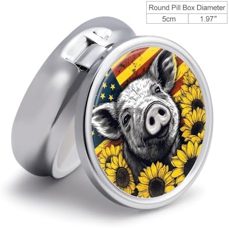 Sunflower Pets Pill Box 3 Compartment Waterproof Pill Case with Mirror Portable for Purse Pocket Daily Medicine Vitamin Organizer Travel Med Container Holder for Fish Oil Supplements