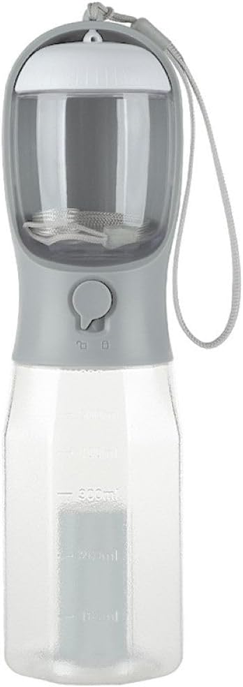 Three-in-one Portable Multi-Functional Pet Cup (Includes 1 Roll of Poop Bag) (Capacity 20 oz Water, 100 gm Food) (Twilight Gray)
