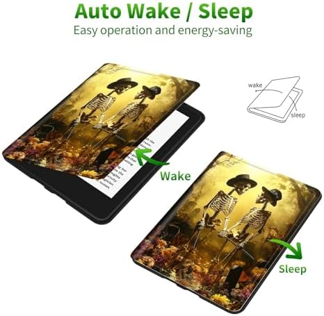 for Samsung Galaxy Tab S6 Lite 10.4 Inch 2024/2022/2020 Case | Slim Leather Smart Cover with Multi-Angle Anti-Slip Stand [Auto Wake/Sleep] Shell for Women Men, Forest Skull Leaf