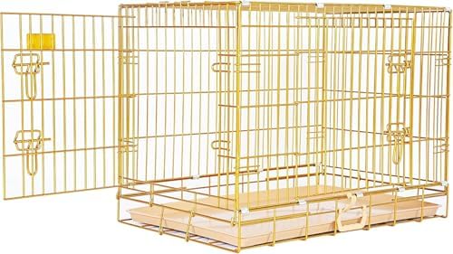 Homey Pet 30 Inch Dog Crates for Small Medium Dogs, Copper Gold Cage Kennel | Rust/Peel-Resist Nano-Coat, Lockable Pull-Out Tray, Dual Doors w/ 4 Locks, Collapsible, Thicker Wire, Indoor Use, Easy-Clean