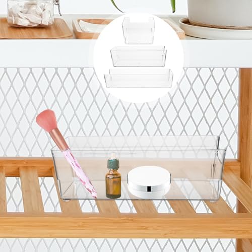 3Pcs Transparent Drawer Organizer Kit Pet Storage Boxes for Desk Small Large Compartment Containers Lightweight Portable Storage for Office and Home