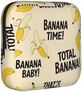 Compact Portable Period Bag Yellow Banana, Polyester Sanitary Napkin Organizer with Zipper, Great Gift for Women Daily Outdoor