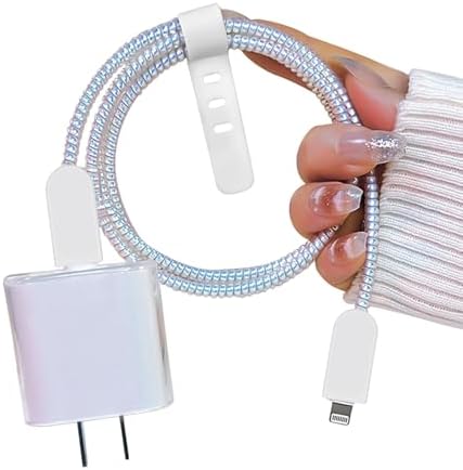 CameCosy DIY Cable Protector for iPhone, Unique Design Transparent Charger Cover Clear Silicone Wire Saver Soft Protector for iPhone 11 12 13 14 15 Plus Pro Max XS