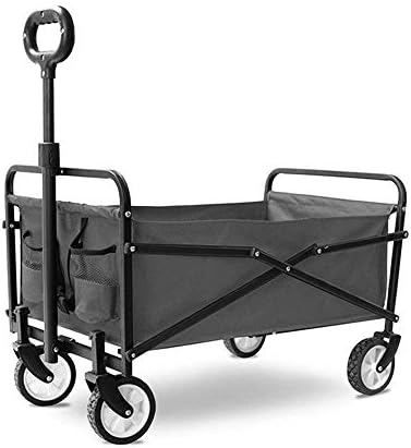 Folding Wagon, Garden Trolley Capacity 60 Kg, Portable Garden Cart with 4 Wheels, for Transport Garden Tools, Pets, Travel, Camping, Concerts, Beaches