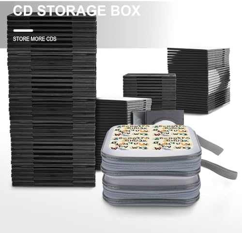 Hard Shell DVD Storage Binder Dinosaur, Holds 40 Discs, Portable Wallet with Carry Handle, Organizer for Car Home Office