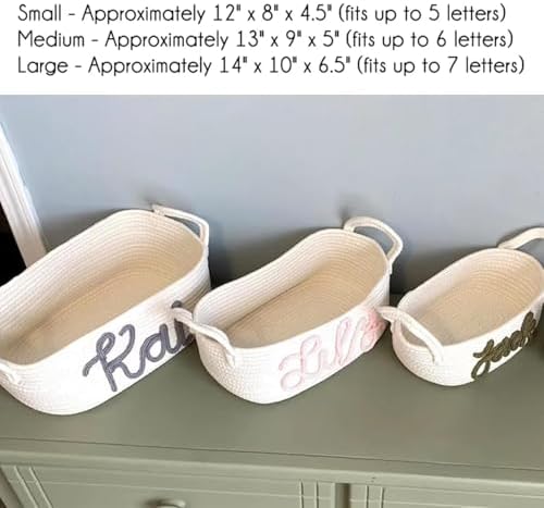 Personalized Baby Name Basket Custom Easter Cotton Rope Diaper Caddy & Nursery Storage Organizer Bin for Baby Birthday Shower Gift, Newborn Essentials, Kids' Bedroom Bathroom Decor (Style F)