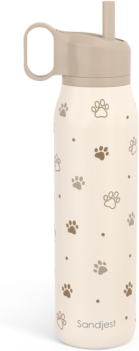 Dog Stainless Steel Water Bottle with Twist Lid 20oz, Travel Insulated Water Bottles for Sports & Gym, Gift for Women Girls Friends Pet Lovers Dog Moms Birthday Christmas