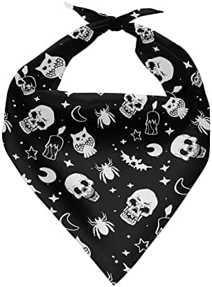 Howilath Halloween Skeleton Bat Bandana - Washable Triangle Neckerchief, Colorful Bibs Scarf for Dogs, Cats and Pets