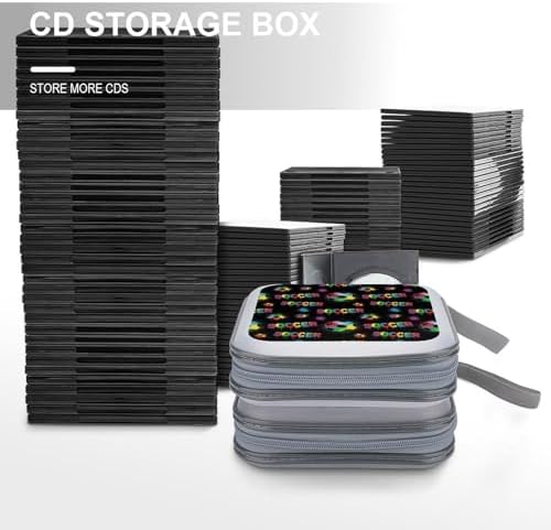 Portable 40-Disc CD Storage Binder Football Soccer Sports Ball, Hard Case Wallet with Handle, Protective Organizer for Movies Music Travel