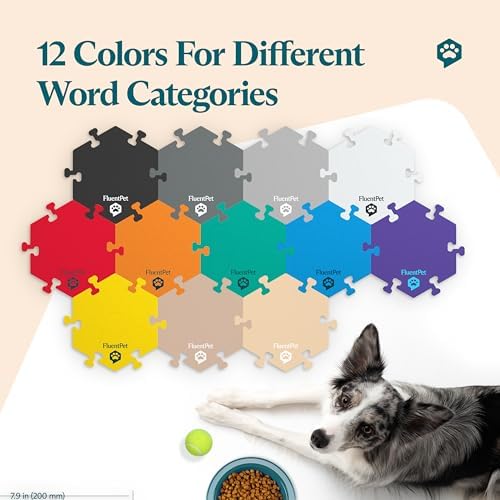 FluentPet HexTiles - Bold 6-Pack,Accessory Dog and Cat Button Learning Kits,Can Hold Up to 6 Buttons, Soft, Durable, and Non-Slip-Gift for Pet Lovers,Comes in 12 Colors