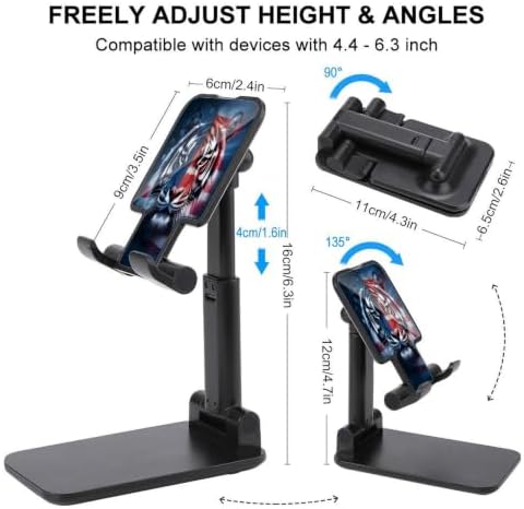 Multi Function American Flag Tiger Flag Art Print Desk Smartphone Stand | Foldable, Height Angle Adjustable, Cell Phone Holder, with Non Slip Base, Desktop Accessories