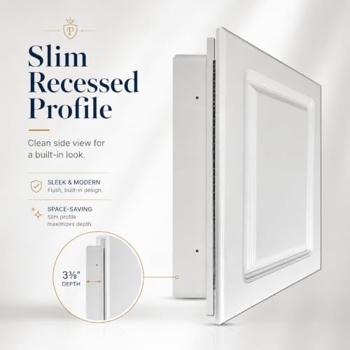16” x 22” White Recessed Medicine Cabinet | Bathroom Storage Cabinet with Adjustable Shelves, Rust-Proof Design with Wooden Door | Modern Beveled Edge Wall Mounted Medicine Cabinets