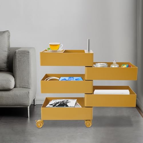 Storage Cabinet 360° Rotating Sofa Side Cabinet (Yellow)