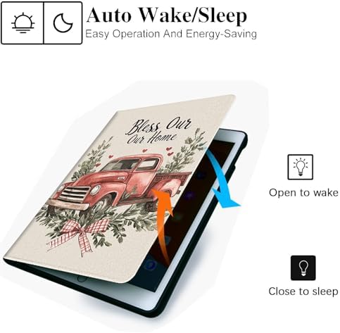 for Microsoft Surface Pro X/Pro X Plus-13 2019/2020/2021/2024 Tablet Case,Auto Wake/Sleep,Adjustable Stand Protective Cover - Bless Our Home Red Truck