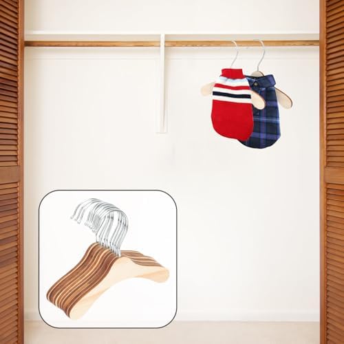 Gatuida Wooden Pet Hangers Small Dog and Cat Clothes Hangers 8.66 Inch Solid Wood Daily Use Portable Replacement Closet Organizer