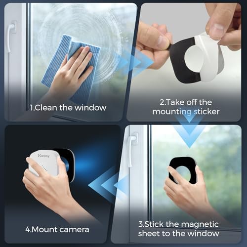 5MP 3K Window Camera, Included 32GB SD Card, Full Color Night Vision, AI Human & Vehicle Detection, 2.4GHz & 5GHz Dual Band WiFi6, No Drill Magnetic Mount, 24/7 Recording