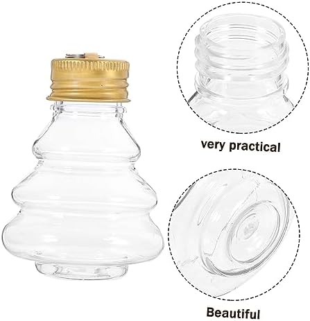 10pcs Christmas Tree Shaped Refillable Candy Jars Juice Bottles for Holiday Decorations for Beverages and Juice Storage