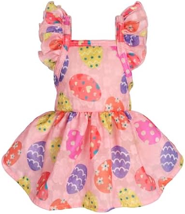 Fitwarm Easter Egg Dog Dress, Holiday Dog Clothes for Small Dogs Girl, Pet Easter Outfit, Pink, Yellow, Purple, Small