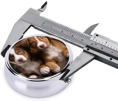 Pill Box 3 Compartment Medicine Pill Case for Pocket or Purse Mini Metal Pillcase Puppies Dogs Pets Animals Pill Holder Vitamin Organizer Portable Travel Pills Container to Hold Supplements Vitamins