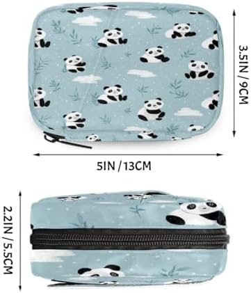 Weekly Pill Organizer Travel Size Bag with Removable 7 Day Pill Box Portable Vitamin Case Purse with Zipper,Panda with Bamboo Leaves Clouds