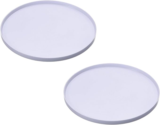 Cat Food Mat, 7x7 Inch Silicone Pet Feeding Mat Non-Slip Round Waterproof Dog Water Bowl Tray Raised Edge Protects Floors (2Pcs, Purple), Intended for Pets Bowl/Fountain