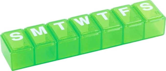 EZY DOSE Weekly (7-Day) Pill Organizer, Daily Vitamin Planner, Medicine Container, Case for Supplements and Fish Oils, Medium Compartments, Colors May Vary