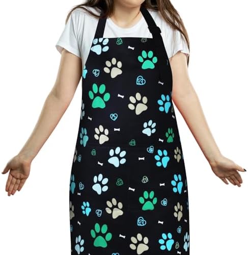 Dog Grooming Water-repellent Apron with 2 Pockets, Animals Puppy Dogs Pets Kitchen Chef Aprons for Grooming Cooking