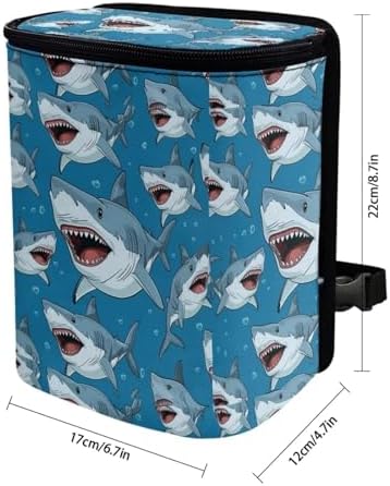 DISNIMO Cartoon Shark Car Trash Can with Lid Cute Car Accessories Leak Proof Car Trash Bag Hanging Car Garbage Can Multipurpose Storage Container for Back Seat Road Trip