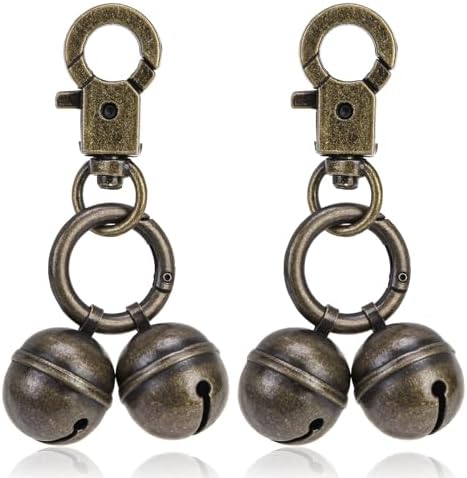 SCENEREAL 2 Pack Copper Bells for Dog Collars with Snap Clips, Extra Loud Pet Pendant Accessories Training Collars Charm for Track Your Pet, Save Birds Wildlife, Cat Cow Bear Jingle Bells