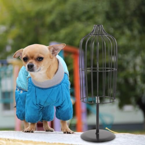 Uonlytech Portable Lightweight Iron Pet Clothes Hanger with Unique Design for Indoor and Outdoor Use, for Displaying Cat and Puppy Dresses in Black Color