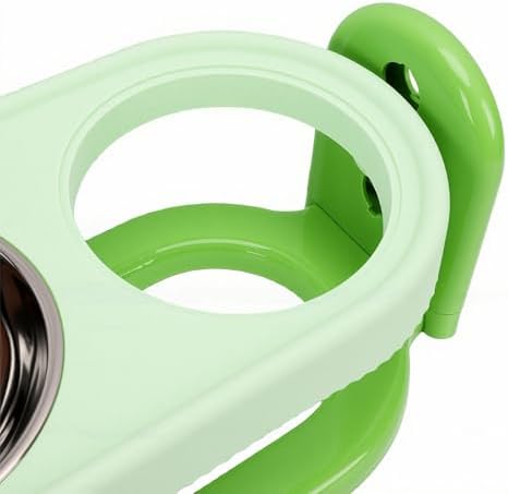 Pssopp Cat Feeding Station Adjustable Elevated Cat Bowl, Anti Vomiting Slanted Tilted Double Bowls Design Food and Water Dispenser Stand for Indoor Pets Supplies (Green)