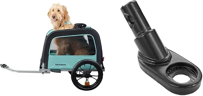 Retrospec Rover Hauler Pet Bike Trailer - Small & Medium Sized Dogs Bicycle Carrier - Blue Ridge, One Size & Bike Trailer Steel Coupler Attachment for Child, Cargo & Pet Bicycle Trailers