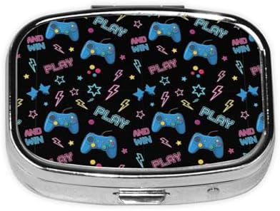 Discreet Pill Organizer Mini Pocket Case Medication Holder Business Meeting Concealed Carry, Video Gamers Video Game Blue