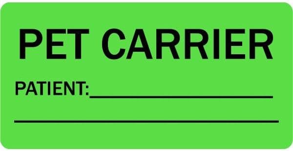 Pet Carrier Patient Name Veterinary Labels - Fluorescent Green, 2” x 1”, 500 Labels/Roll | Veterinary Clinics/Hospitals - Include Patient Name, Breed, Age, & Medical Information | LabelValue Brand