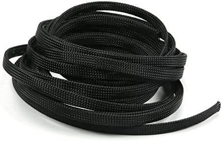 Jutagoss PET Expandable Braided Cable Sleeve, 16.4ft - 5/16 inch Black Cable Management Sleeve, Wire Loom Tube Cord Protector for USB Cable, Power Cord, Audio Video and More, 1Pc