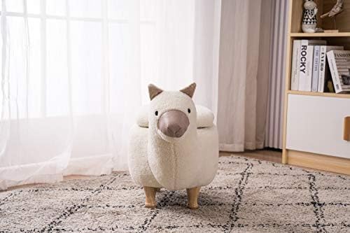 Home 2 Office Llama Ottoman with Storage for Bedroom, Playroom, Nursery or Recreation Room Decor, Soft Animal-Shaped Ottoman with Wooden Legs