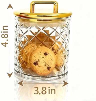 Acrylic Storage Jar with Gold Lid – Airtight Clear Canister for Bathroom & Vanity | Apothecary Jar for Qtips, Cotton Pads, Bath Salts, Snacks & Small Essentials 4.8"