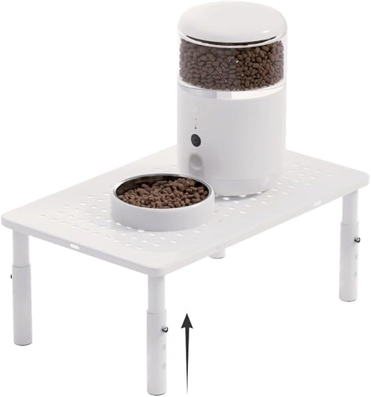 ‌WSOWX Adjustable Automatic Cat Feeder Stand - Non-Slip Elevated Holder for Cats/Puppies, Fits Most Automatic Feeders & Water Dispensers, White(Holder ONLY)