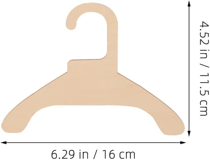 5pcs Pet Clothing Wooden Hanger 6.3 Inch 16cm Small Garment Rack | Universal Size Design, Lightweight Wood Build, Non-skid Support