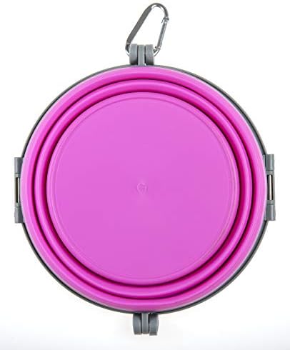Loving Pets Bella Roma Collapsible Dog Bowls - Silicone Dog Bowls, Foldable Bowl, Puppy Essentials & Hiking Pet Supplies Great for Home & Travel (Pink, Large)