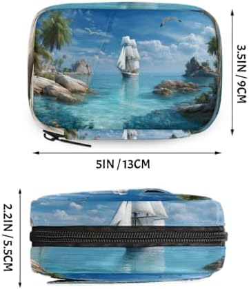 Travel Pill Organizer Beautiful Island Sailboat Small Pill Case