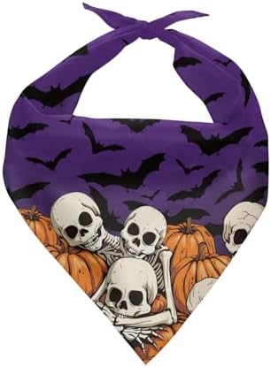 Howilath Halloween Skull Pumpkin Dog Bandana Triangle Bibs Scarf Accessories Puppy Triangle Bandana for Small Medium Large Pet