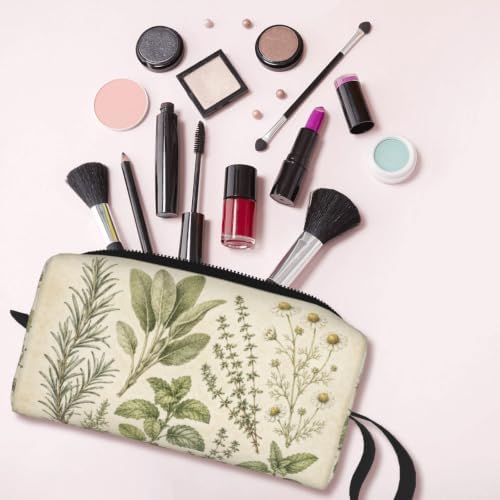 Botanical Small Makeup Bag, 600D Oxford Cosmetic Pouch for Women | Botanical Cosmetic Bag, Double-Sided Printed Toiletry Pouch with Foam Padding for Women, Travel, Gym, Weekend and Daily Use