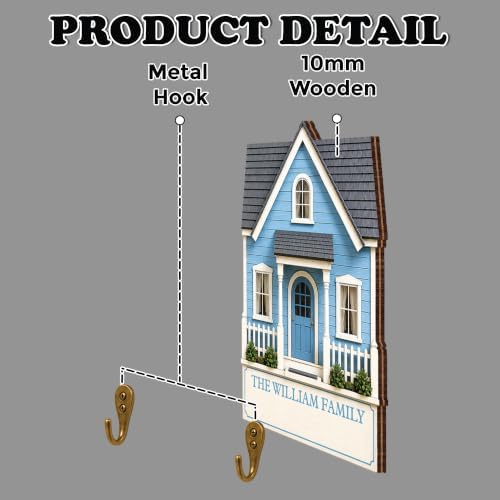 Personalized Key Holder, Custom Hanger Hook Sign with 3 Hooks | Home Entrance Decor, Wall Decor Entryway, Decorative Key Holder, Unique Family Name Sign, Gift for Family Mom Dad