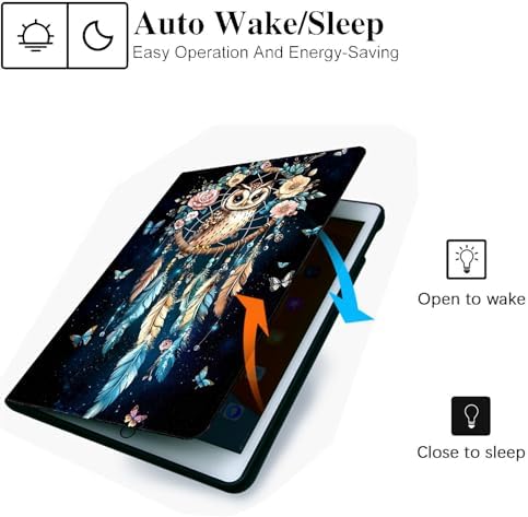 for Microsoft Surface Pro 7 Plus,Surface Pro 7/6/5/4 12.3" Tablet Case,Auto Wake/Sleep,Adjustable Stand Protective Cover - Owl Dreamcatcher