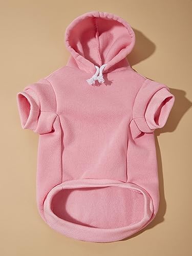QWINEE Basic Dog Hoodie Sweatshirt Puppy Sweater Warm Cat Costumes Pet Clothes for Chihuahua Puppy Kitten Small Medium Dogs Light Pink Medium