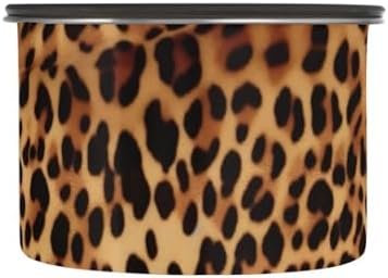 Leopard Print Coffee Canister with Lid Airtight Food Storage Containers 17oz Stainless Steel Canisters Kitchen Food Organizer for Beans, Cereal, Pasta, Flour, Sugar, Snacks